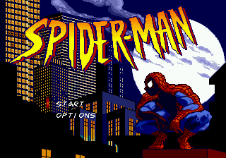 Spiderman vs. The Kingpin title screen for Sega Mega Drive